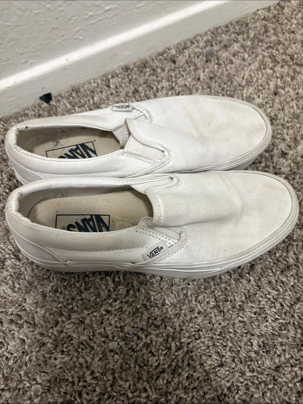Vans Slip-On Canvas Sneakers in Off-White